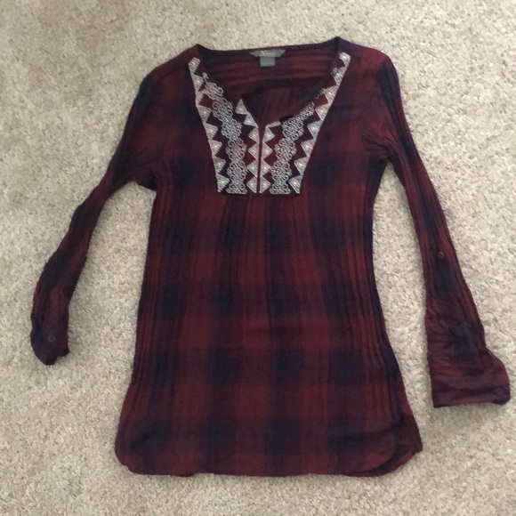 Long sleeve plaid tunic - Picture 1 of 2